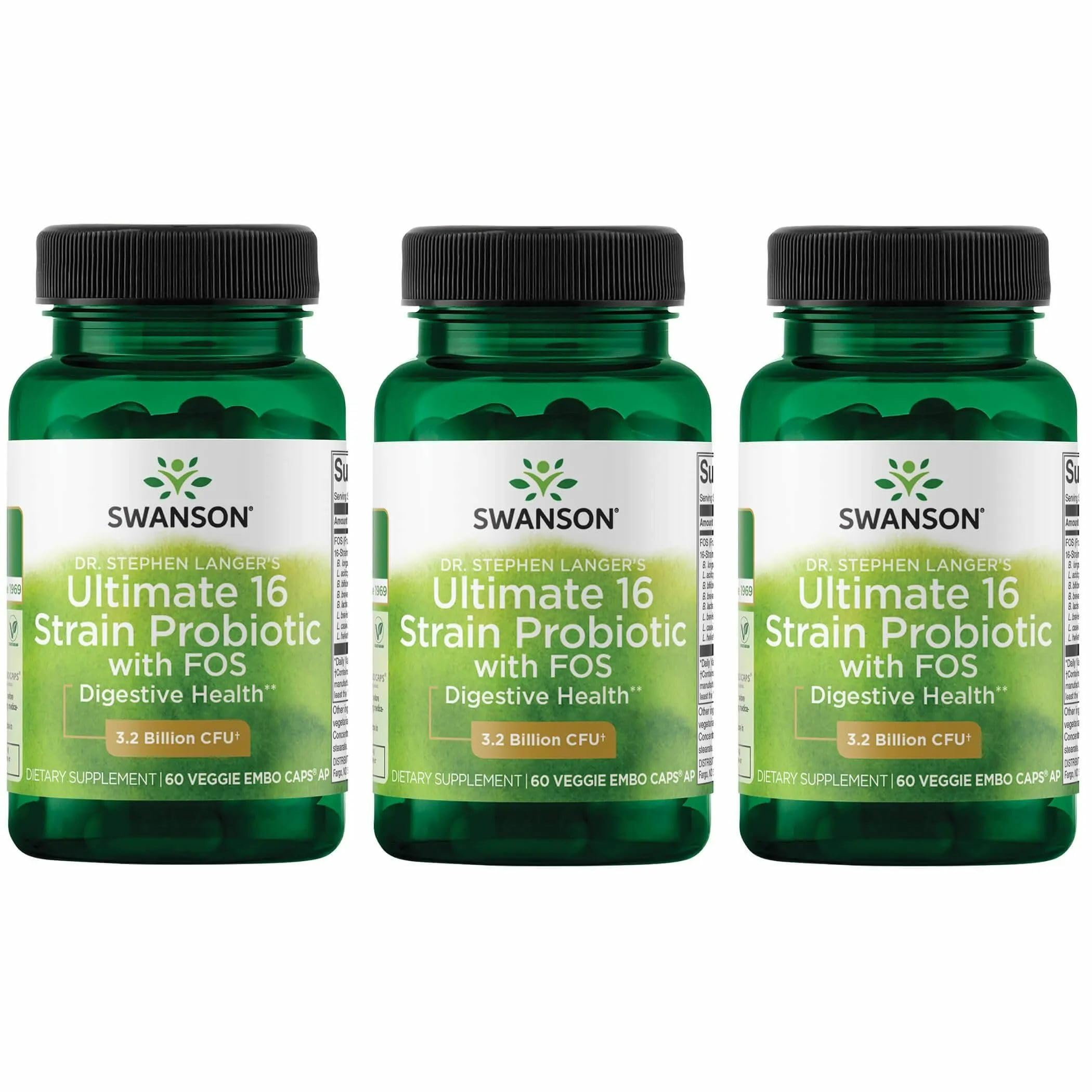 Swanson Dr Stephen Langer probiotic bottle front view supports daily gut balance
