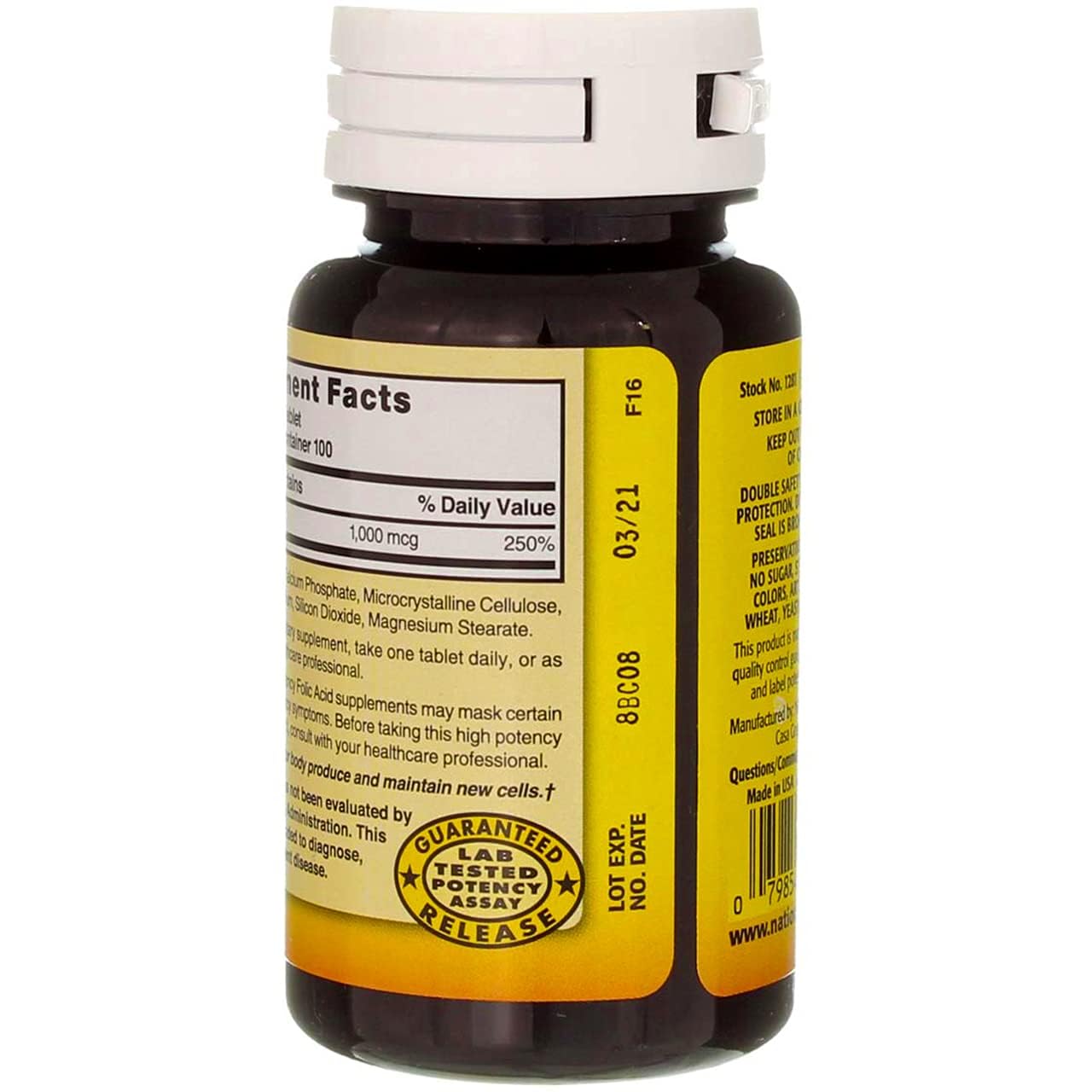 Swanson Folic Acid 1000 mcg gluten-free mark on packaging