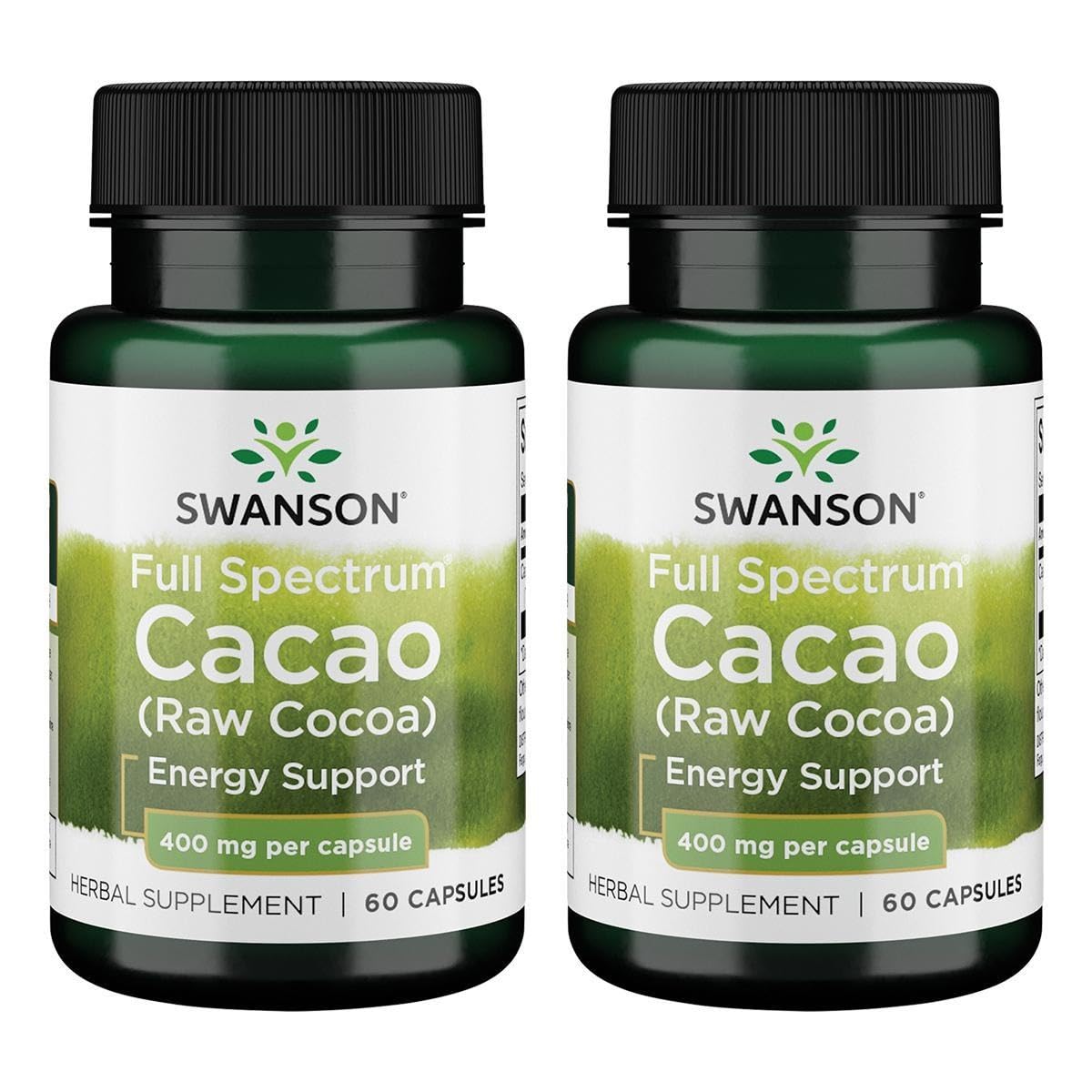 Swanson Full Spectrum Cacao 60 capsules bottle — natural energy support for daily activities