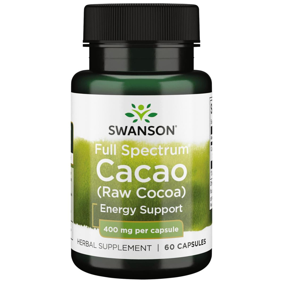 Swanson Full Spectrum Cacao bottle on a kitchen counter for natural energy support