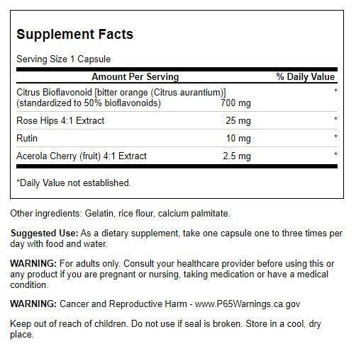 Swanson Full Spectrum Citrus Bioflavonoids bottle with standardized 50% potency