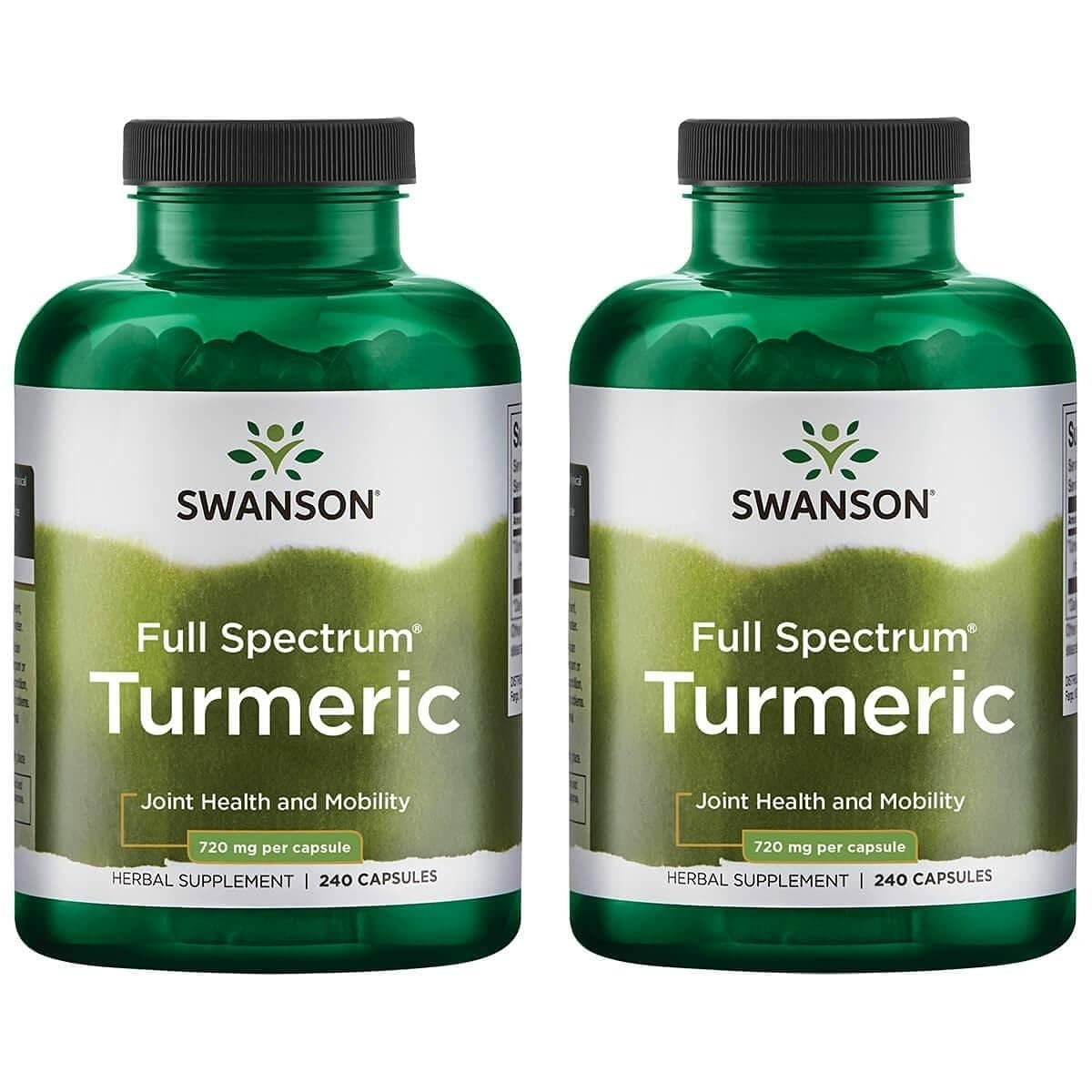 Swanson Full Spectrum Turmeric capsules bottle front highlighting joint support and overall wellness
