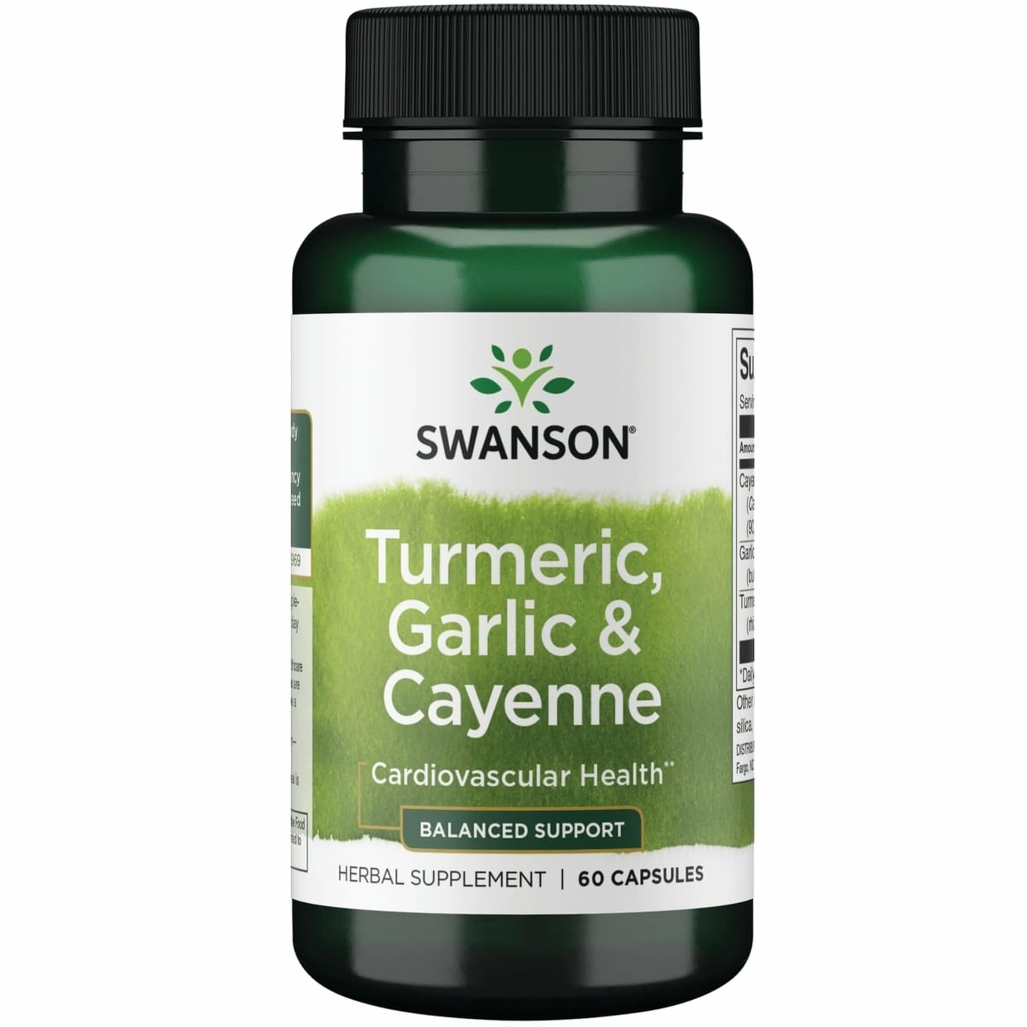 Swanson full spectrum turmeric garlic cayenne bottle front label showing the herbal blend