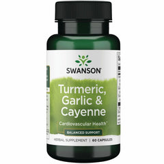 Swanson full spectrum turmeric garlic cayenne bottle front label showing the herbal blend