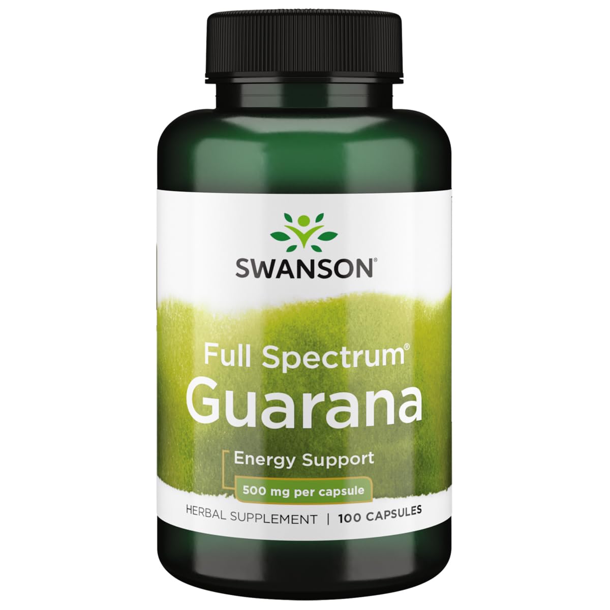 Swanson Guarana 500mg capsules bottle ready for daily energy support.