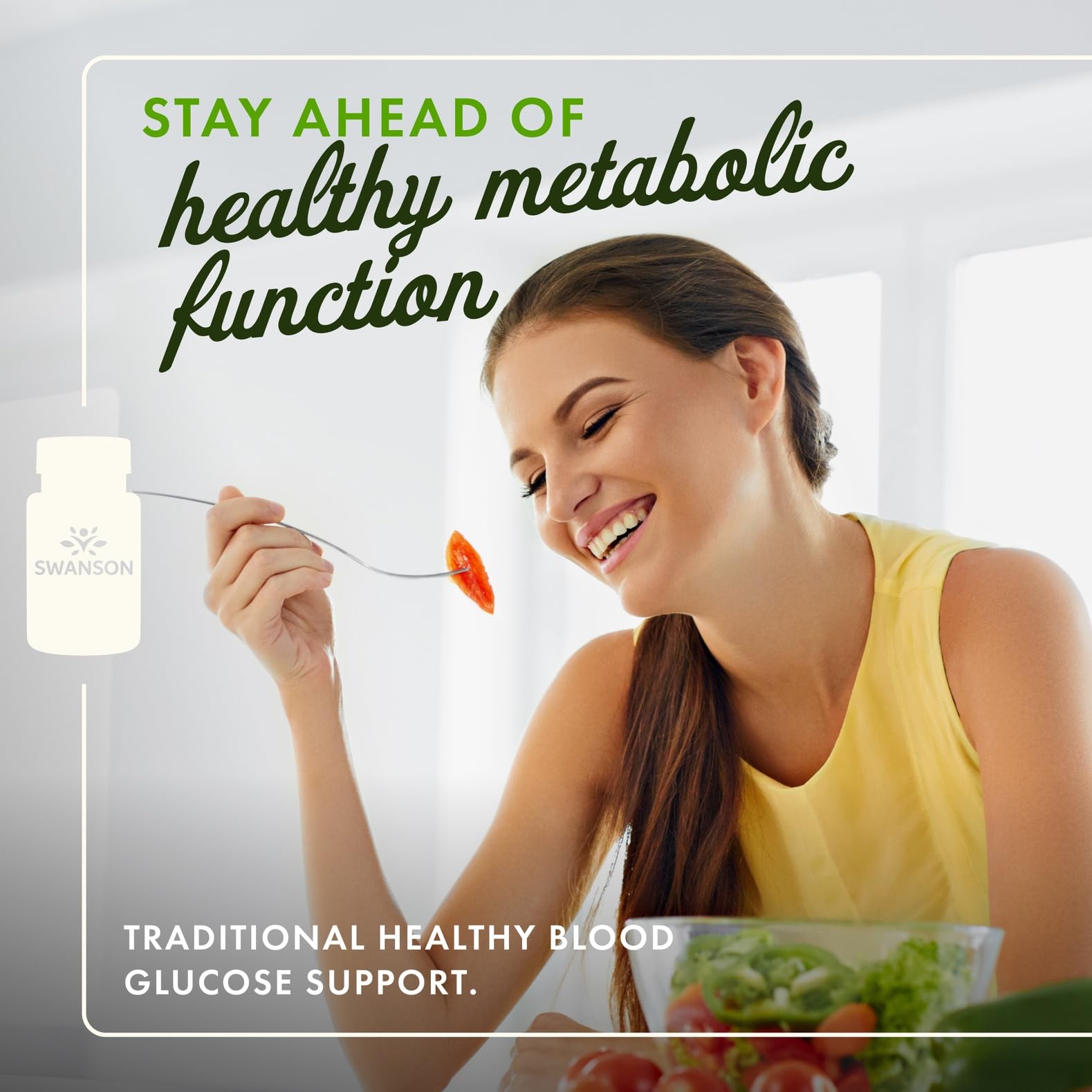 Swanson Gymnema leaf capsules close-up, plant-based and easy to take.