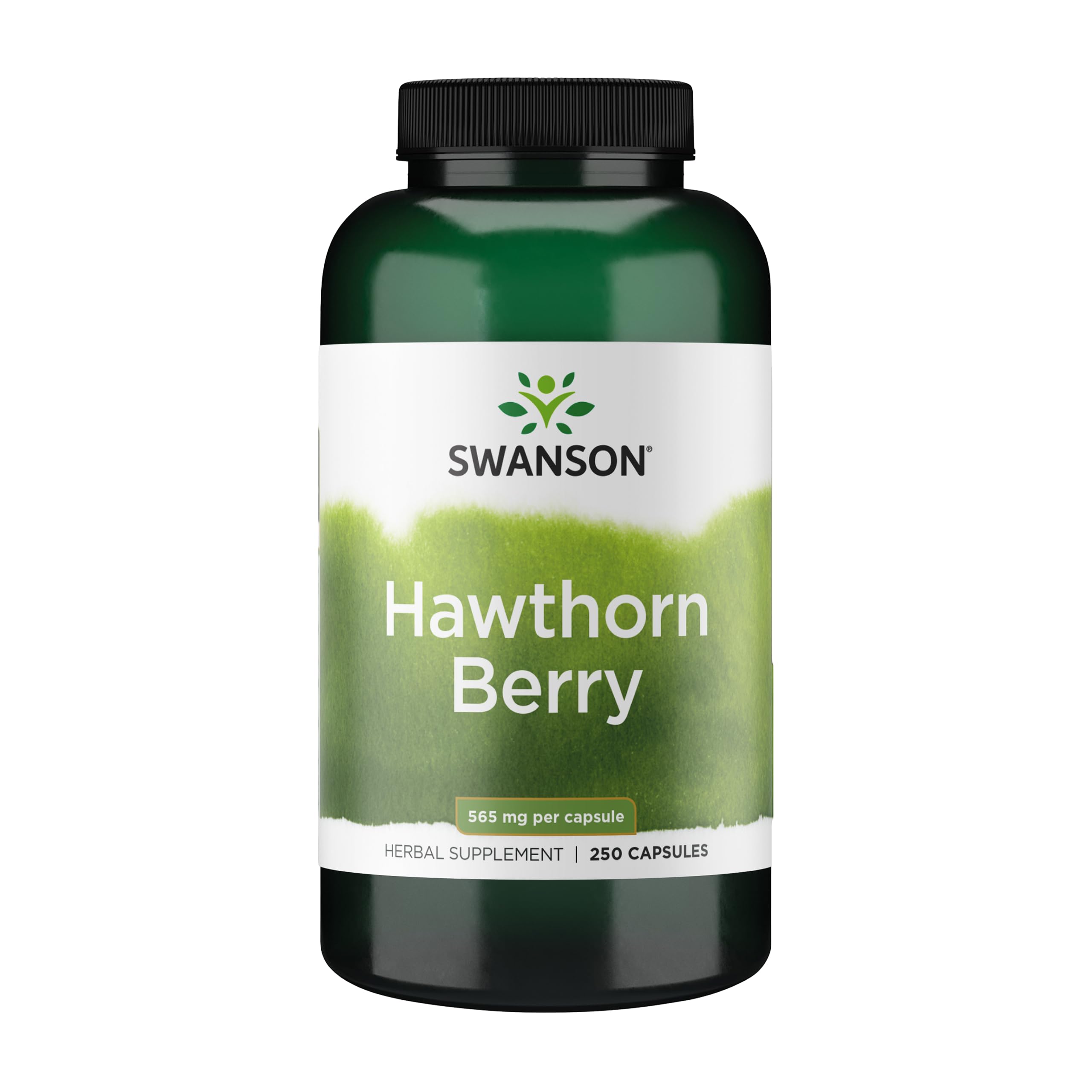Swanson Hawthorn Berry bottle displaying antioxidant-rich capsules for daily circulation support.