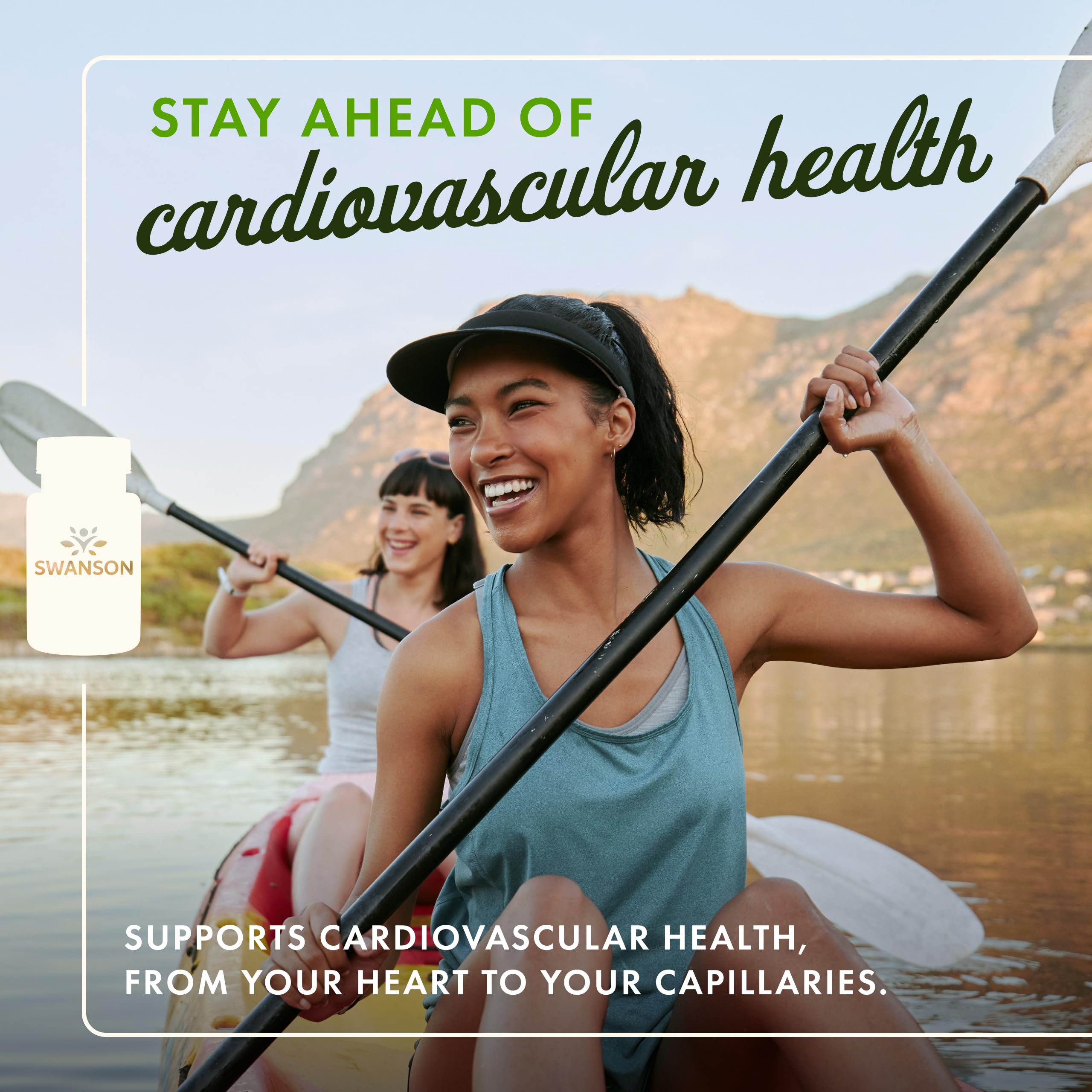 Swanson Hawthorn Berry capsules close-up highlighting plant-based blend for wellness.