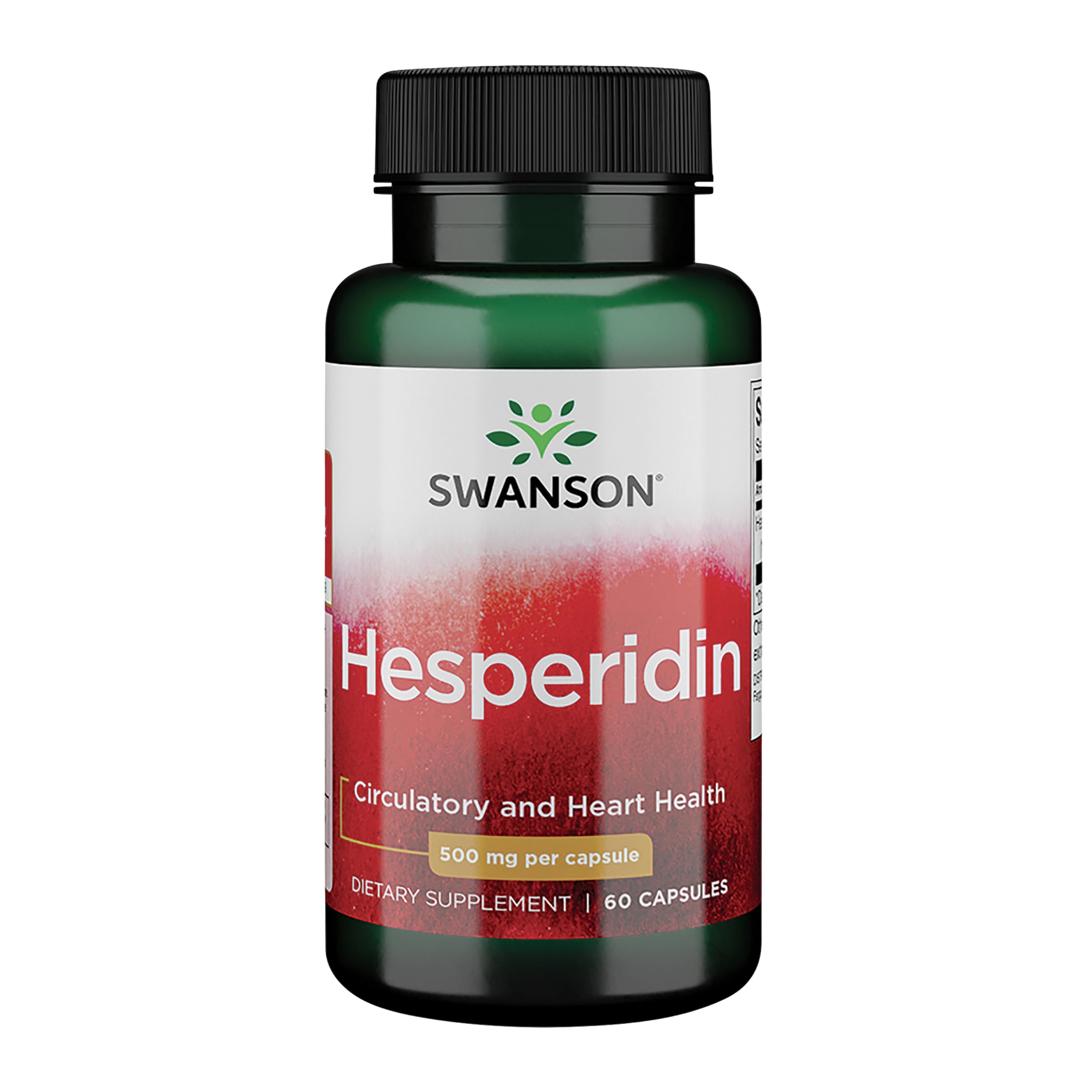 Swanson Hesperidin 500 mg capsules bottle shown for circulatory support and daily wellness.
