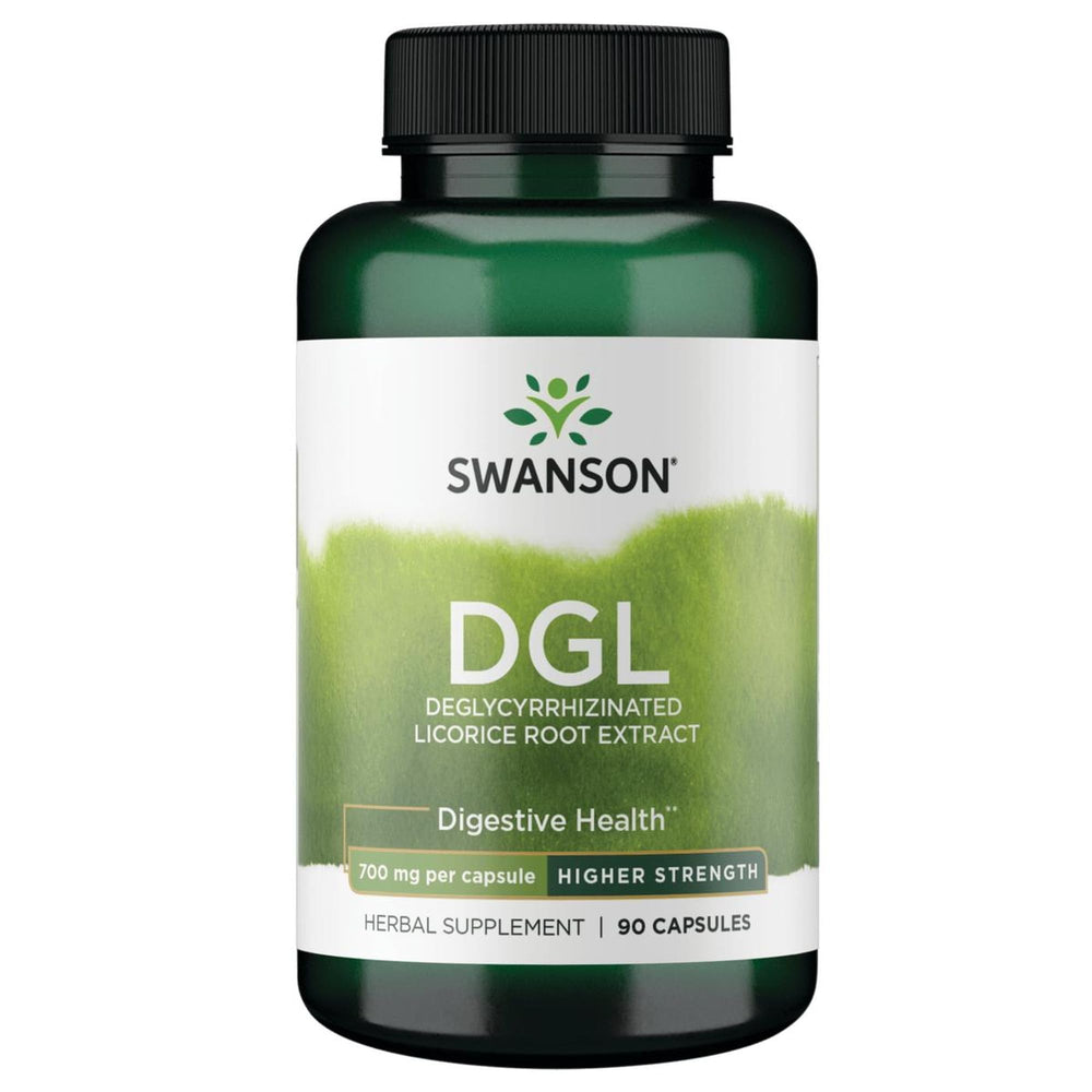 Swanson High Potency DGL bottle for digestive support and easy dosing.