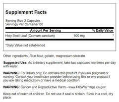 Swanson Holy Basil Leaf capsules shown for convenient daily wellness