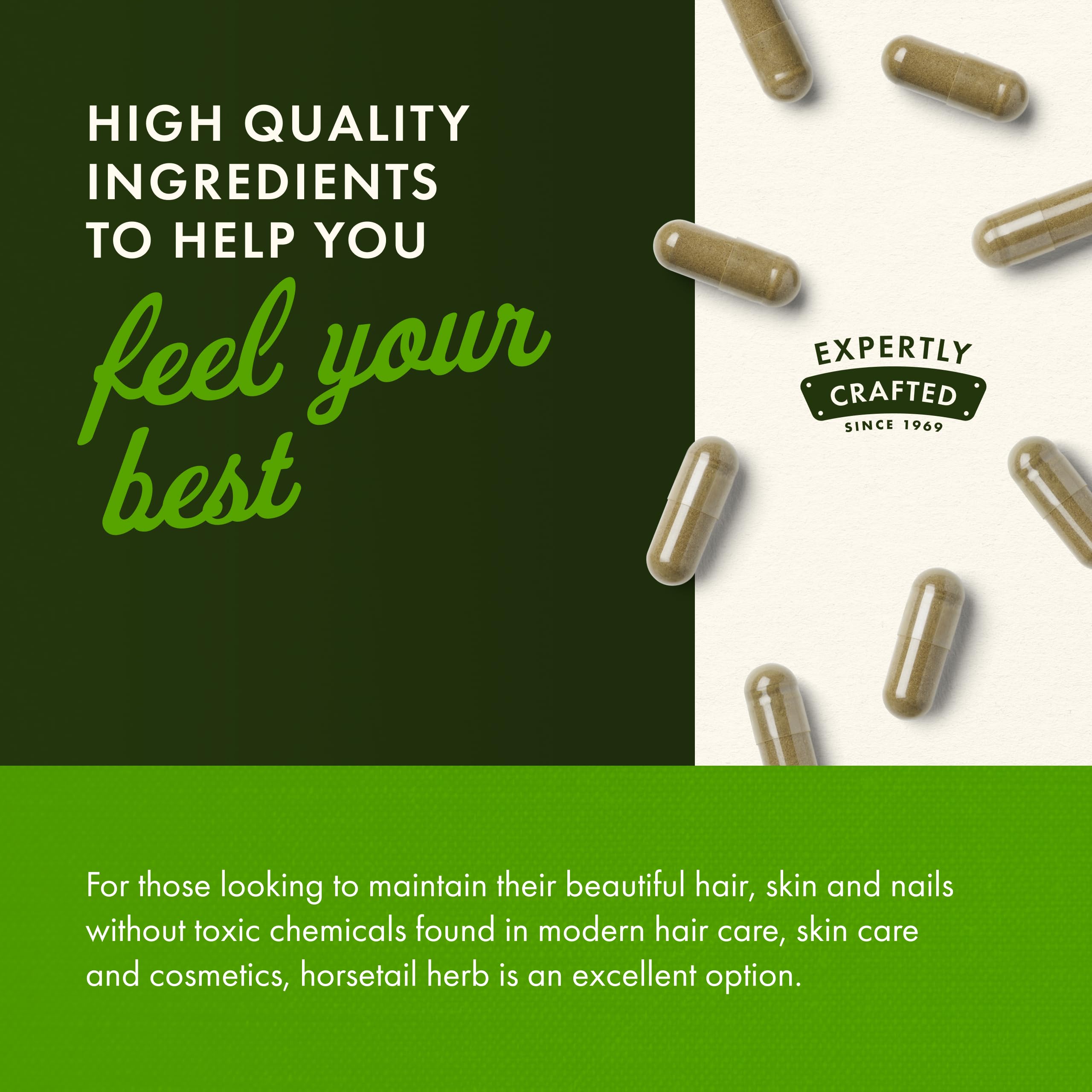 Daily-use Swanson Horsetail capsule with meal and water.