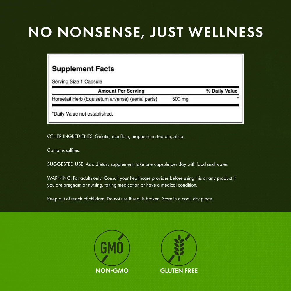 Swanson Horsetail ingredient list showing natural herb source.
