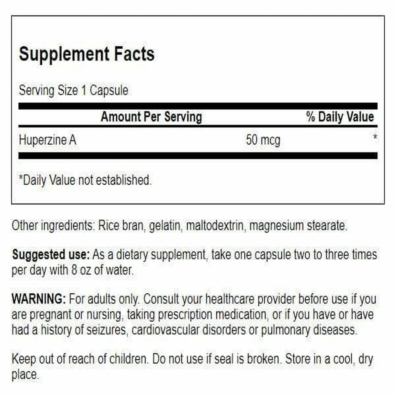 Swanson Huperzine A capsule close-up showing potency for focus.