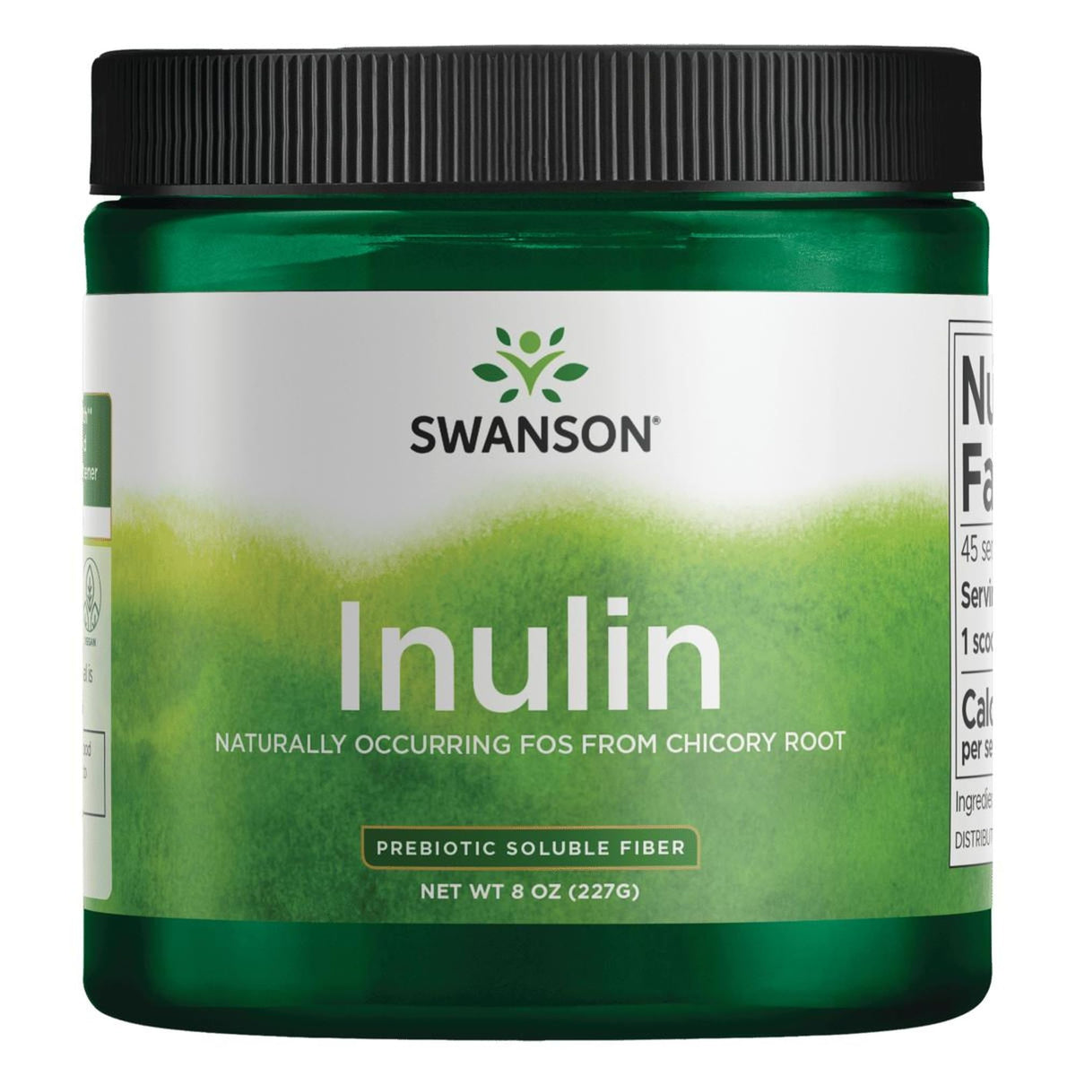 Swanson Inulin tub and label, a prebiotic for digestive support.