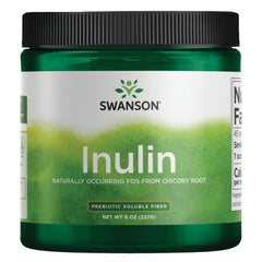 Swanson Inulin tub and label, a prebiotic for digestive support.