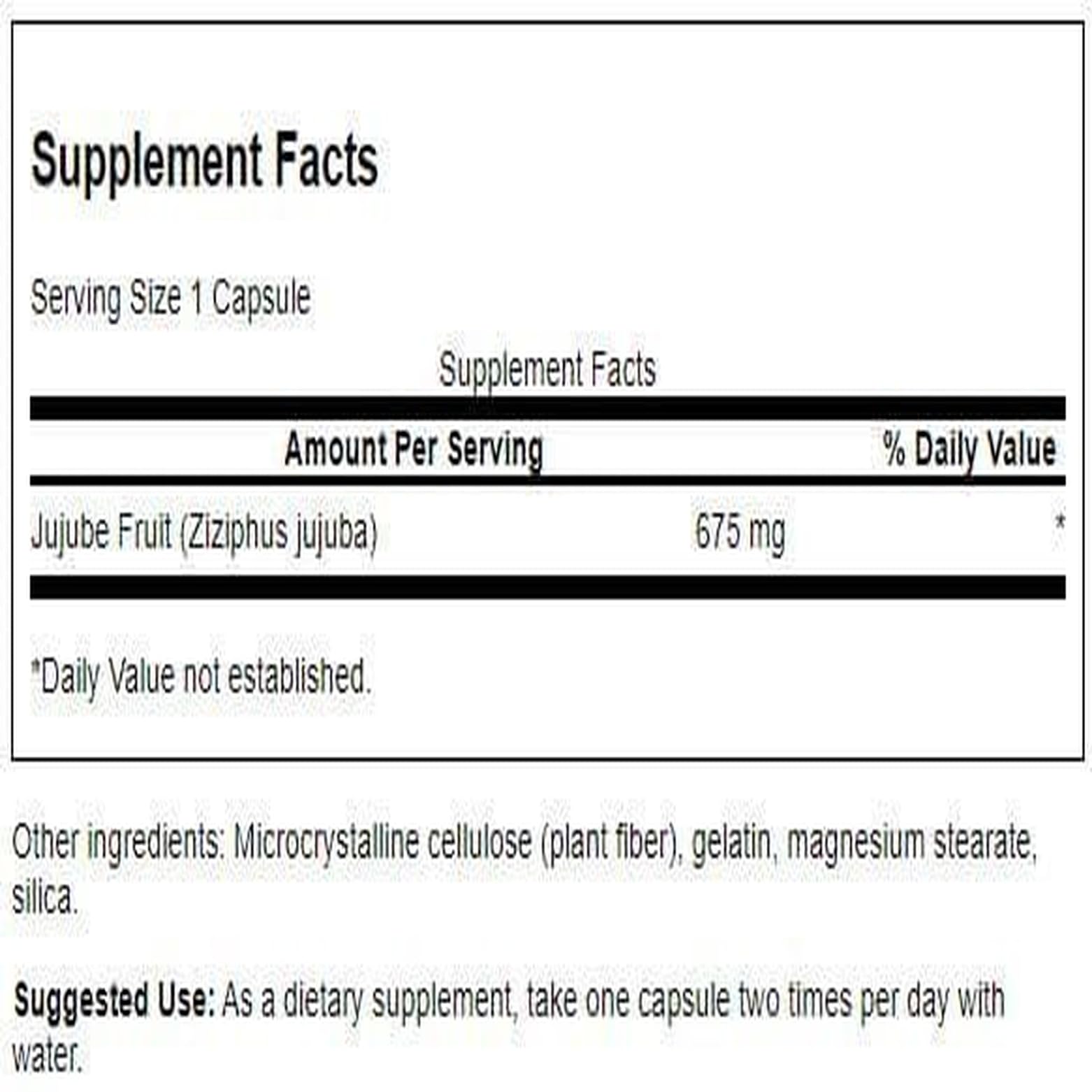 Swanson Jujube Fruit bottle showing natural stress support.