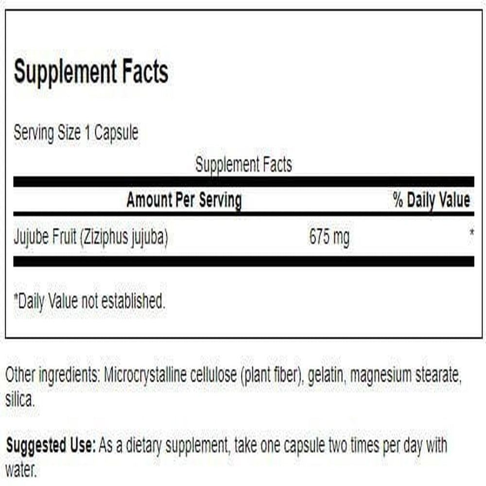 Swanson Jujube Fruit bottle showing natural stress support.