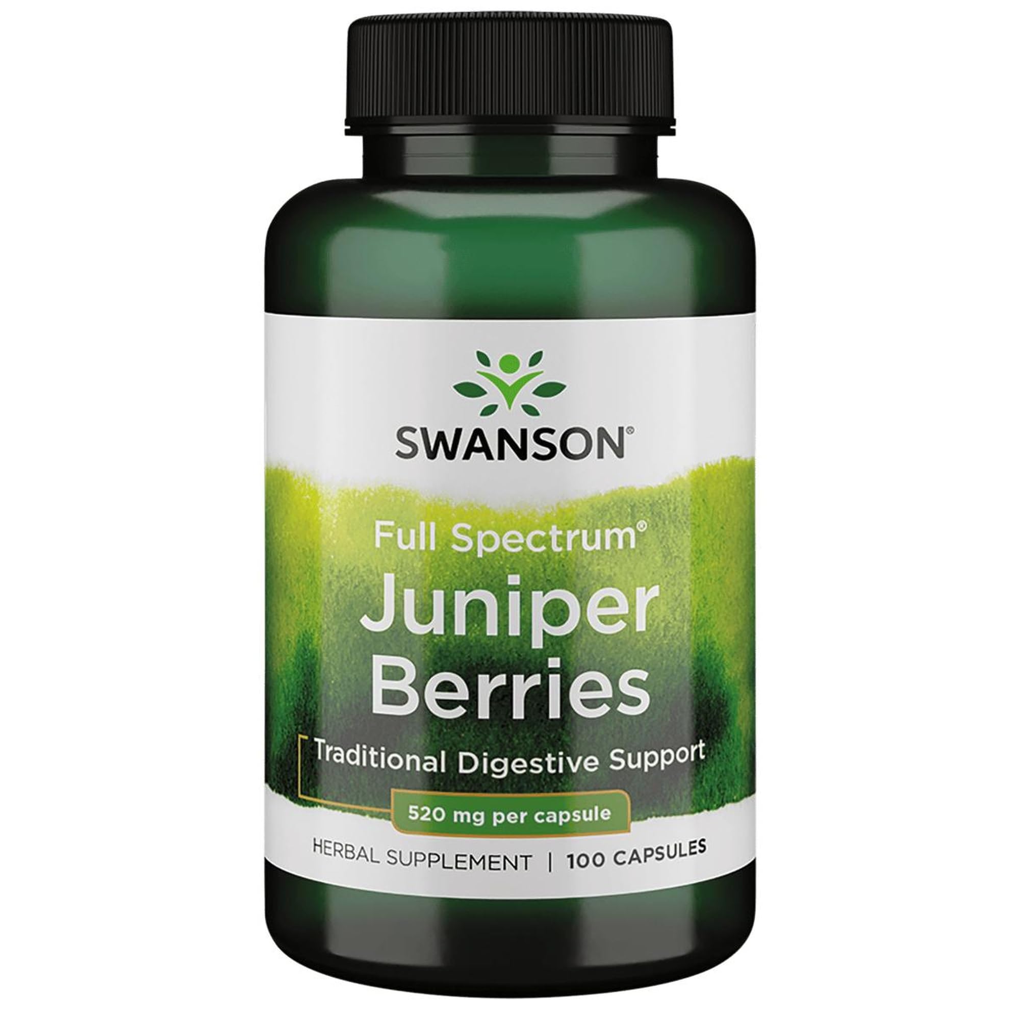 Swanson Juniper Berries Digestive bottle shows the product context and bottle design