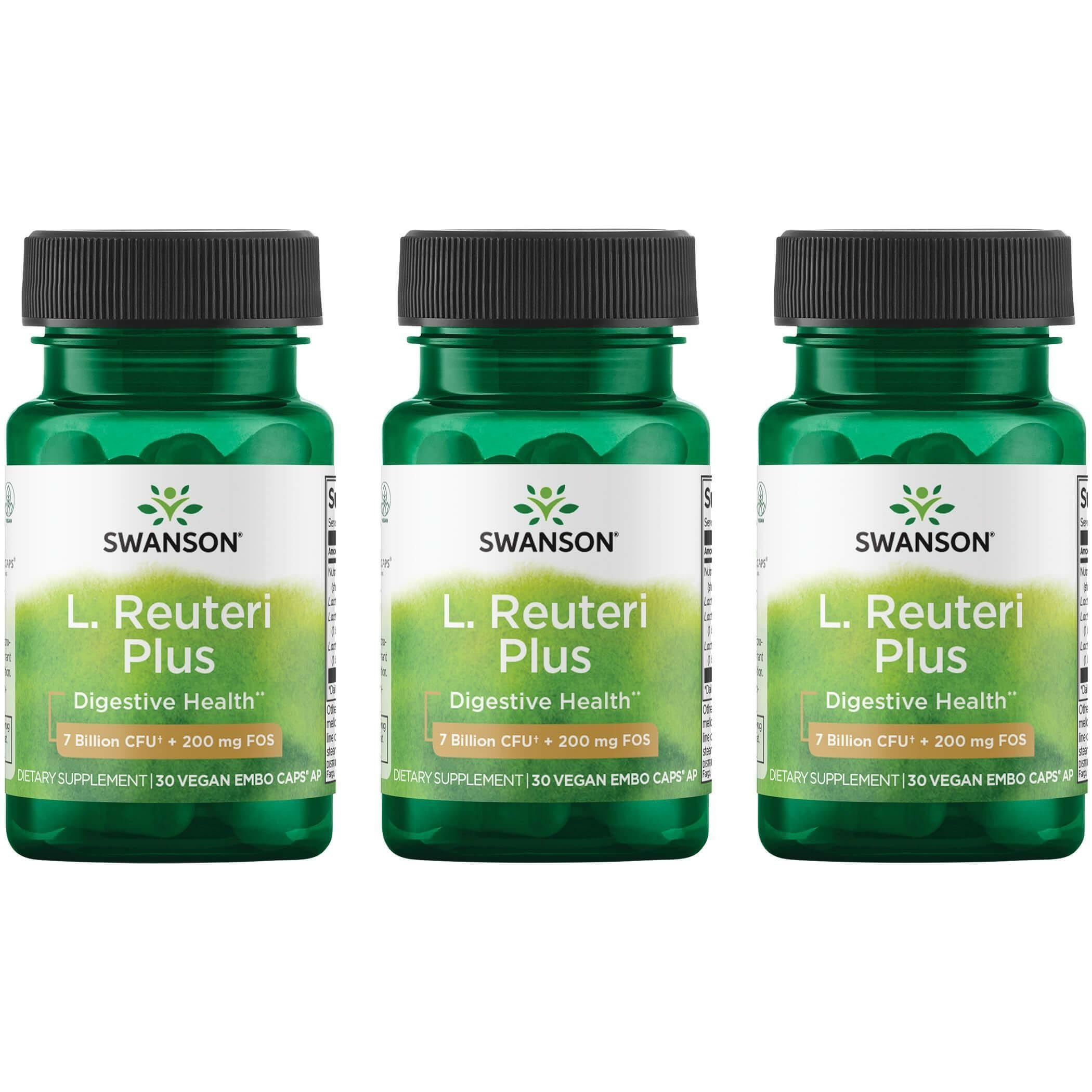 Swanson L. Reuteri Probiotic Plus bottle front view for daily gut support.