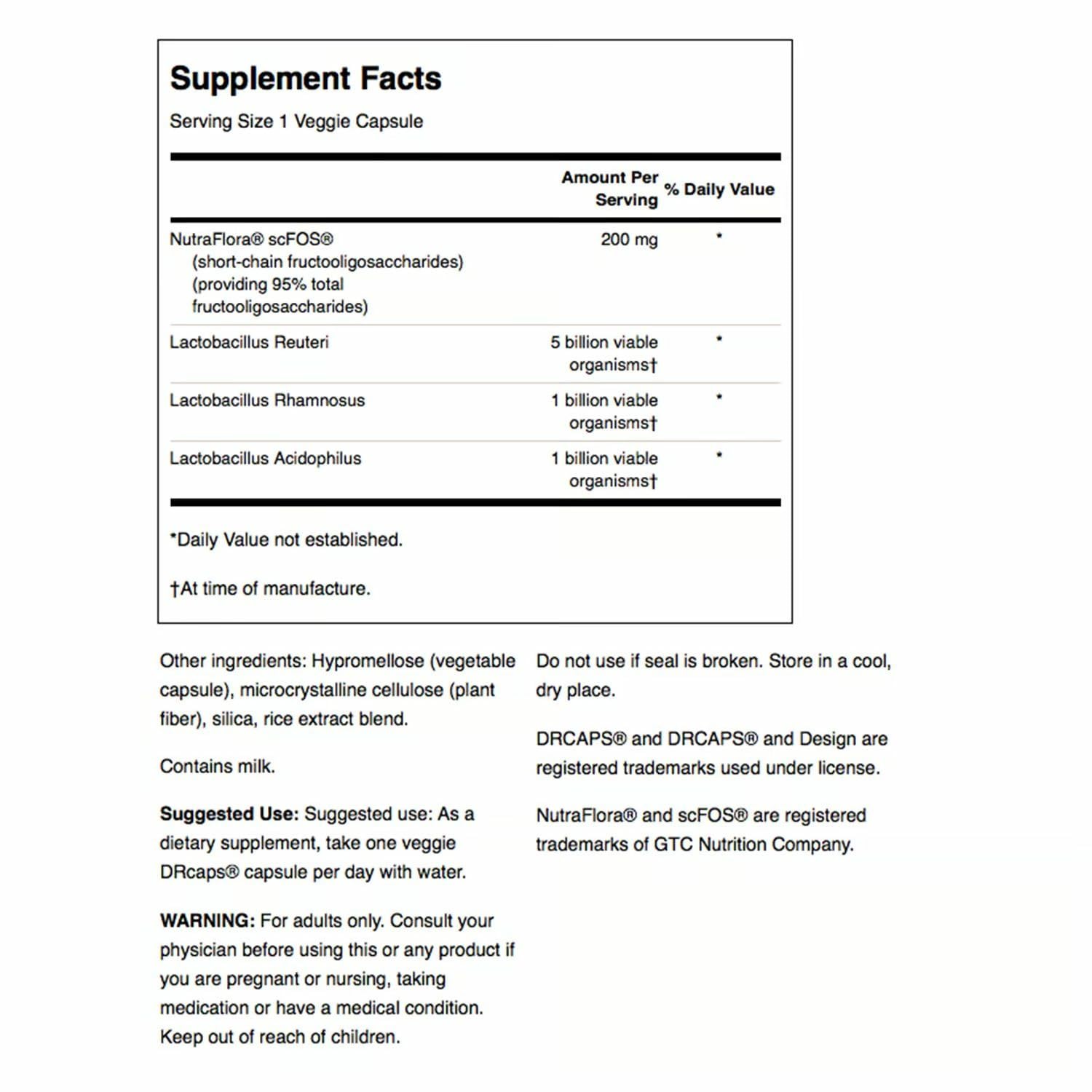 Swanson L Reuteri Probiotic Plus capsules pack shows 7 billion CFU per serving
