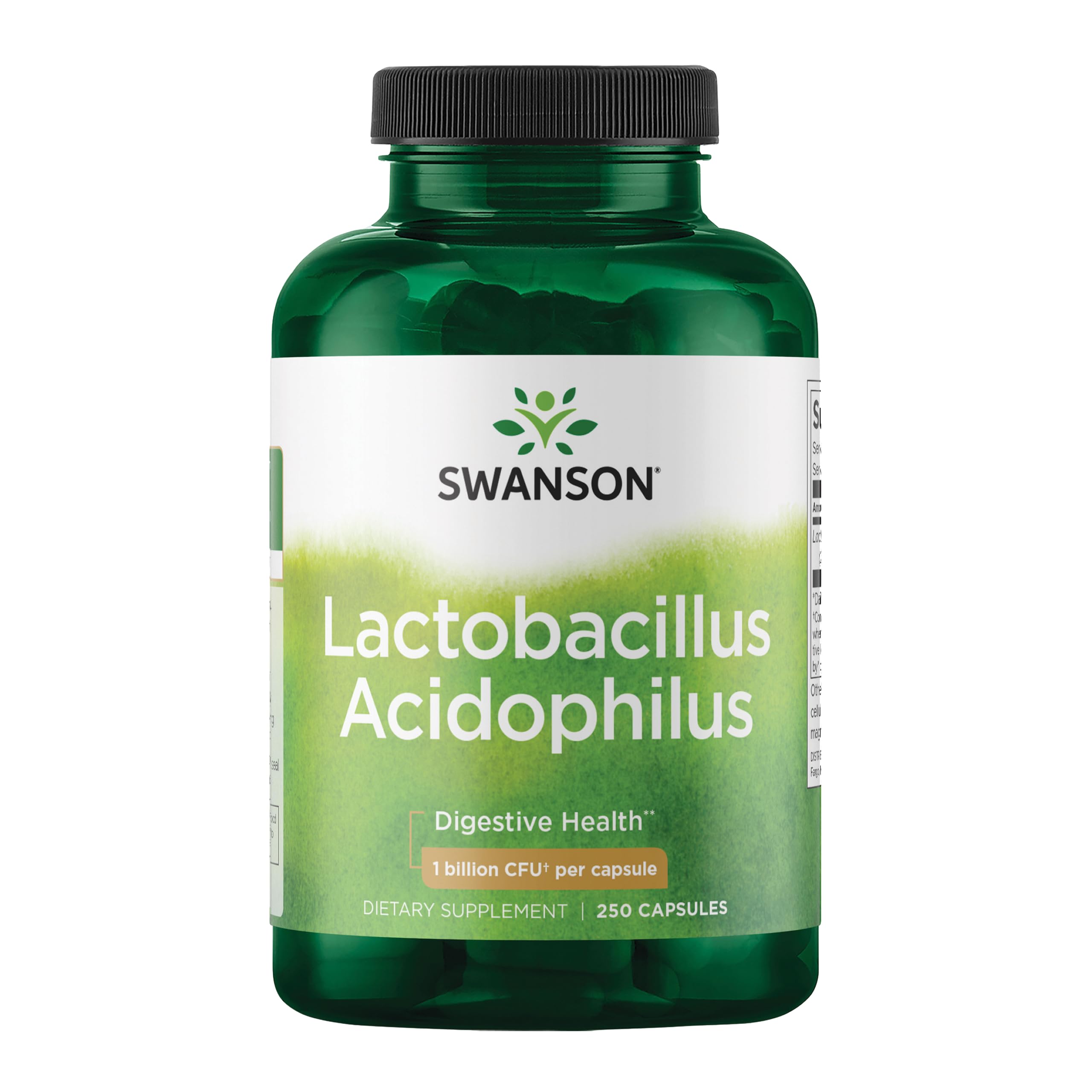 Swanson Lactobacillus Acidophilus bottle showing 1B CFU probiotic for daily digestive support