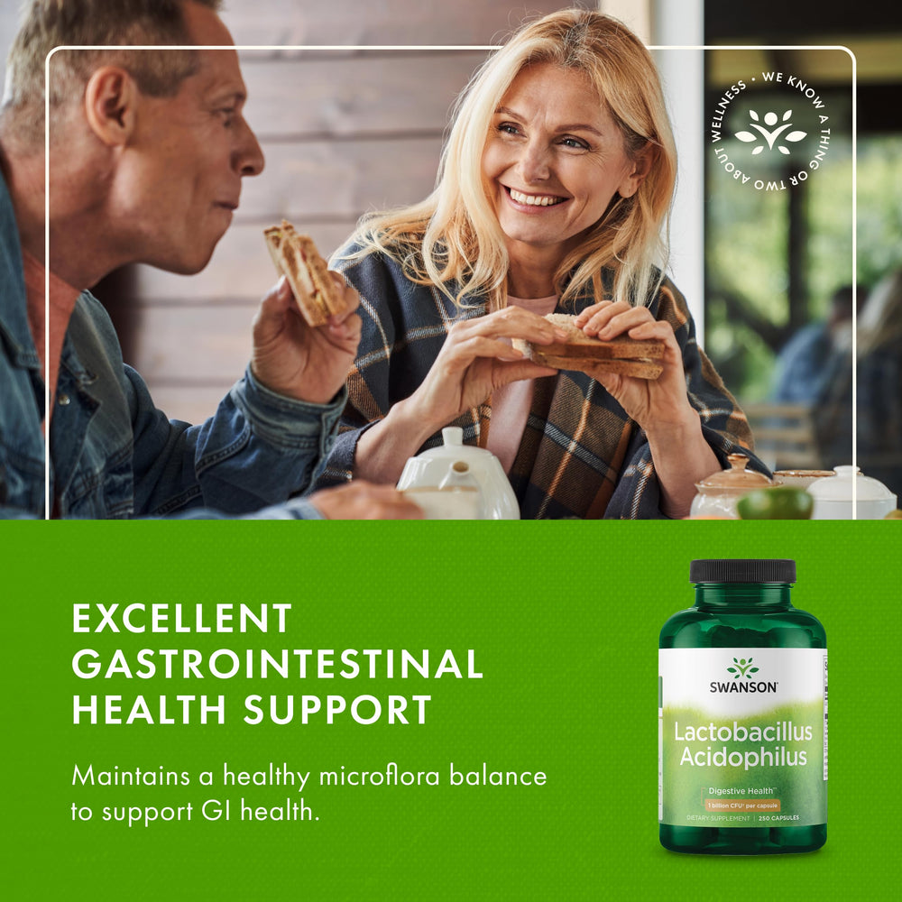 Swanson Lactobacillus Acidophilus third-party testing stamp communicates trustworthy quality