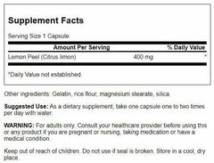 Close-up of Swanson lemon peel capsules highlighting daily use convenience