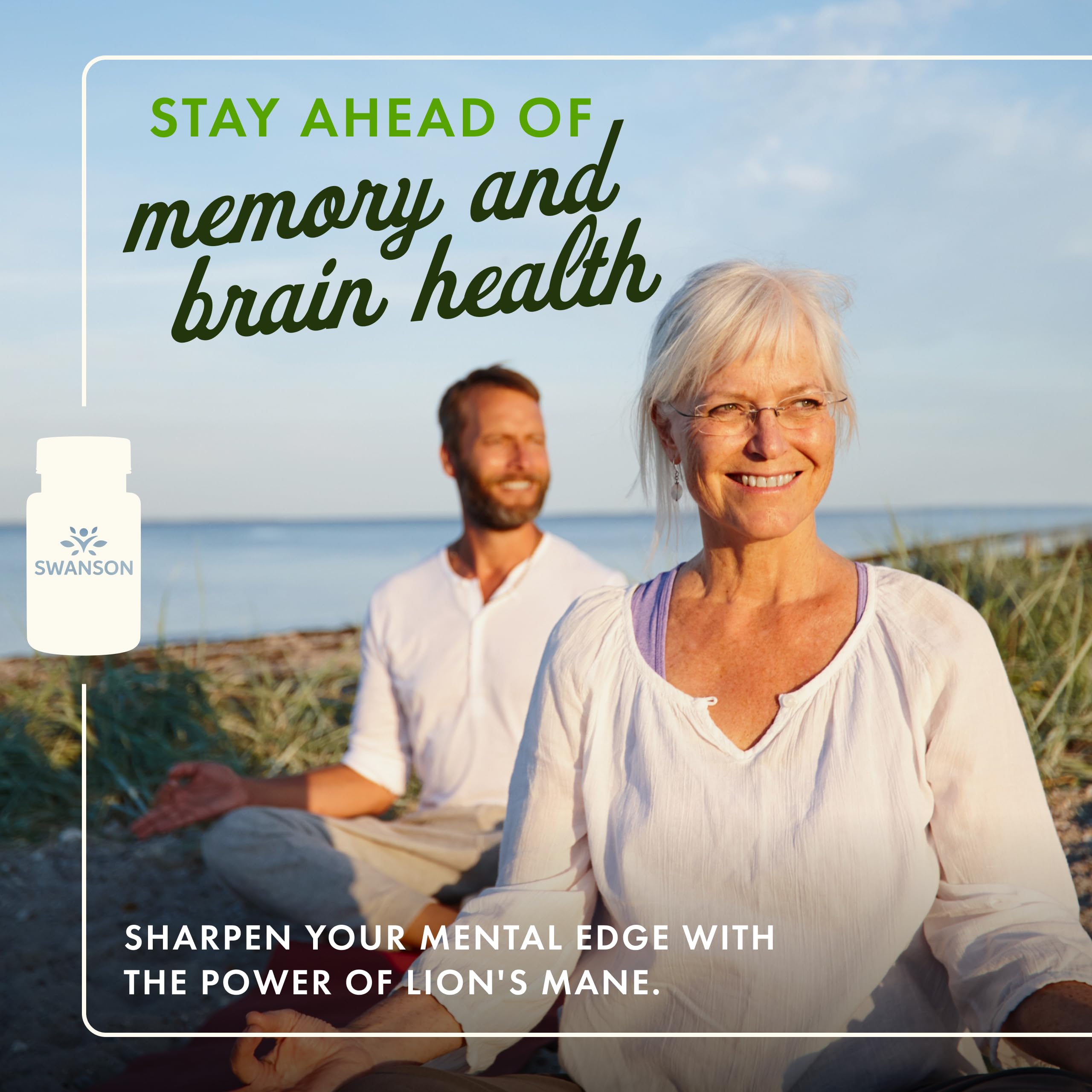 Swanson Lion's Mane capsules on desk for daily cognitive focus