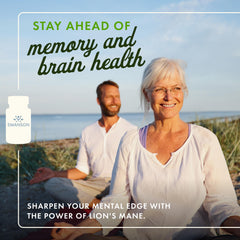 Swanson Lion's Mane capsules on desk for daily cognitive focus