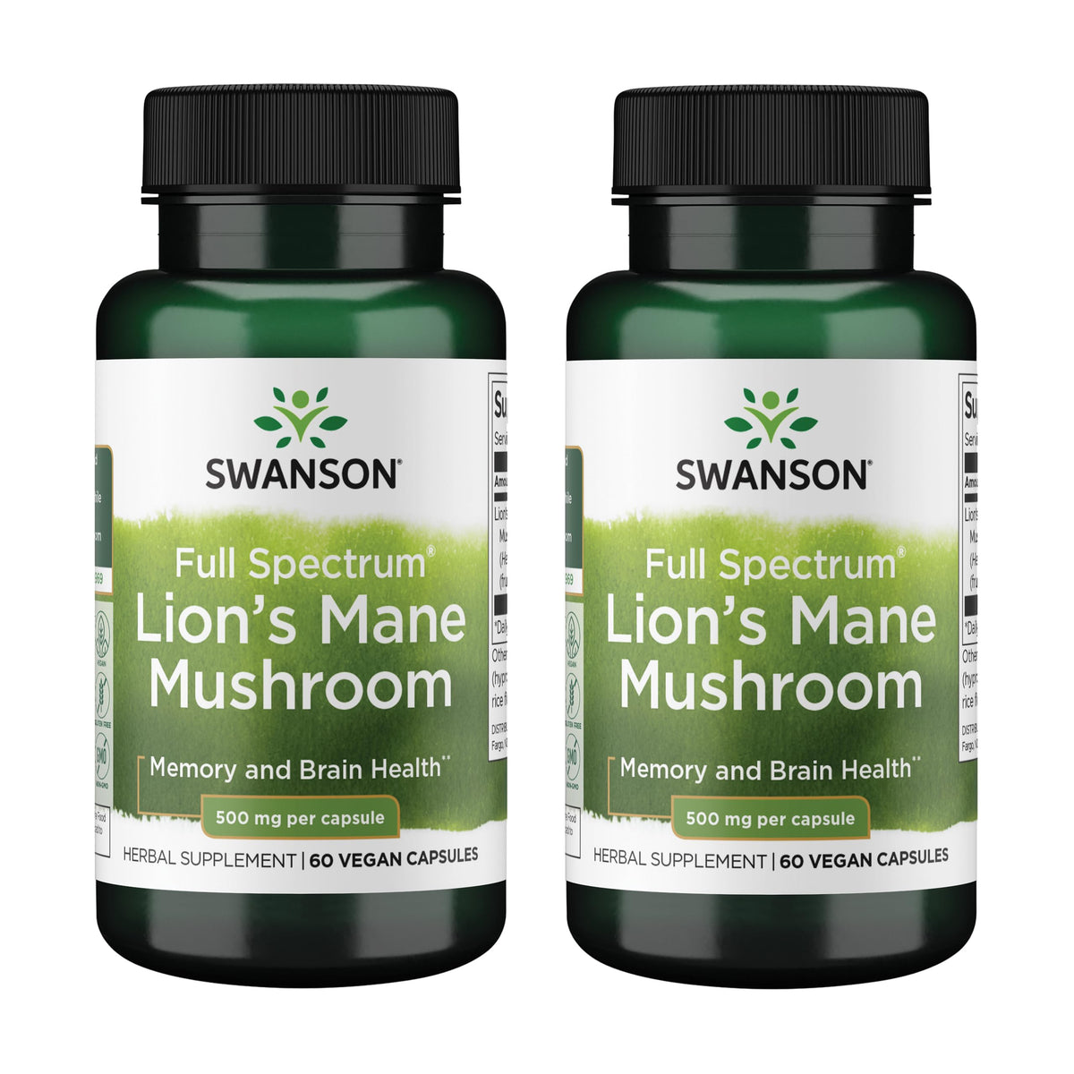Swanson Lion's Mane bottle front for daily focus and memory support.