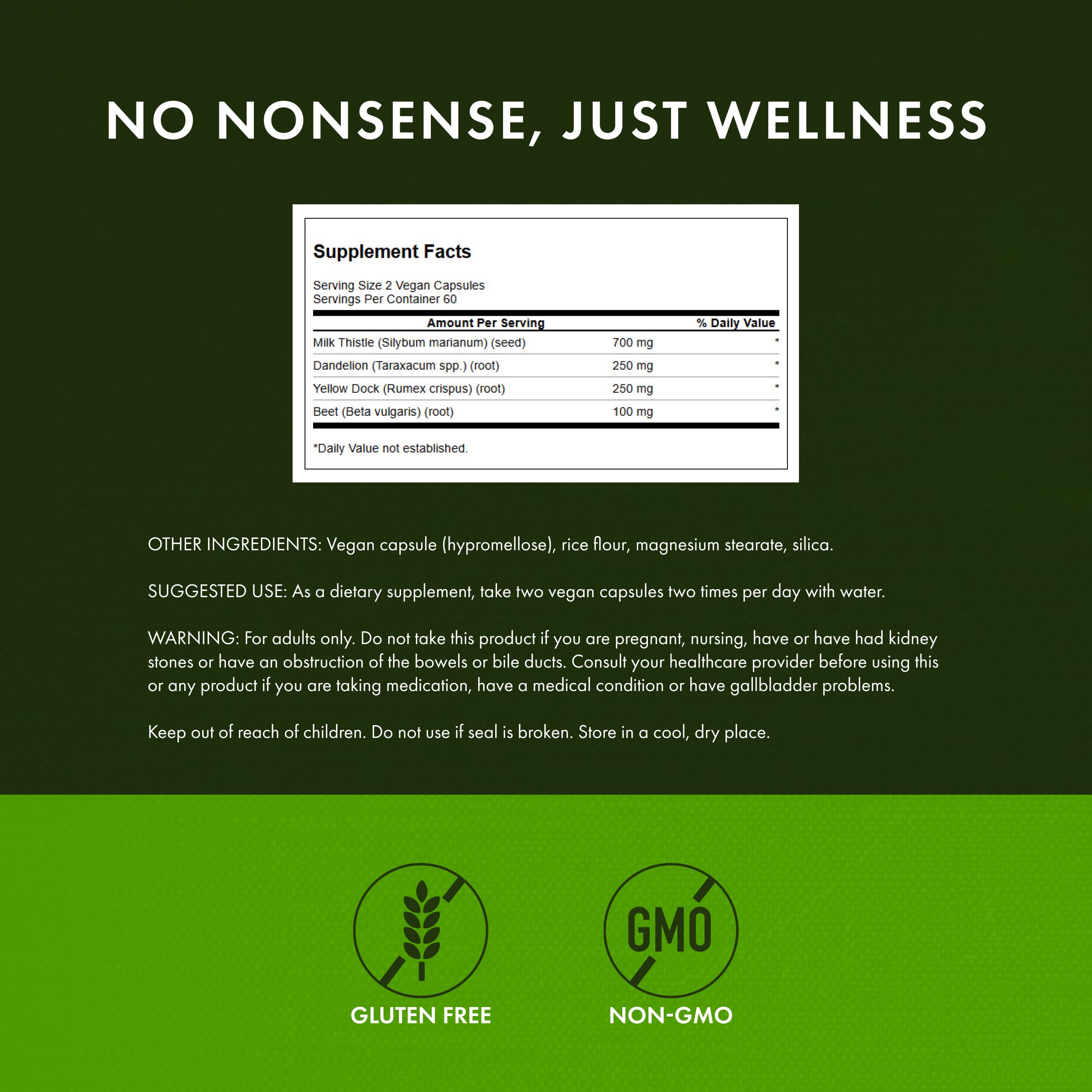 Swanson liver support ingredients label showing blend and dosage details.