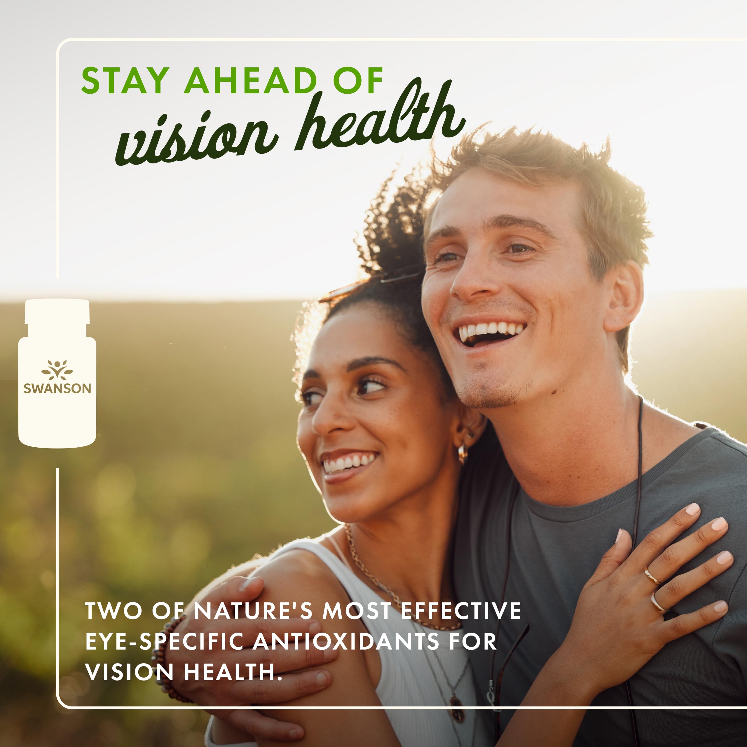 Close-up of Swanson softgels showing convenient daily eye health use.