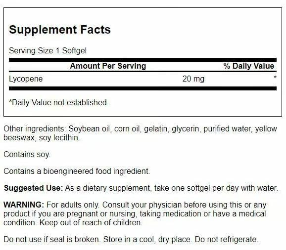 Swanson Lycopene bottle label emphasizing antioxidant protection for everyday wellness.