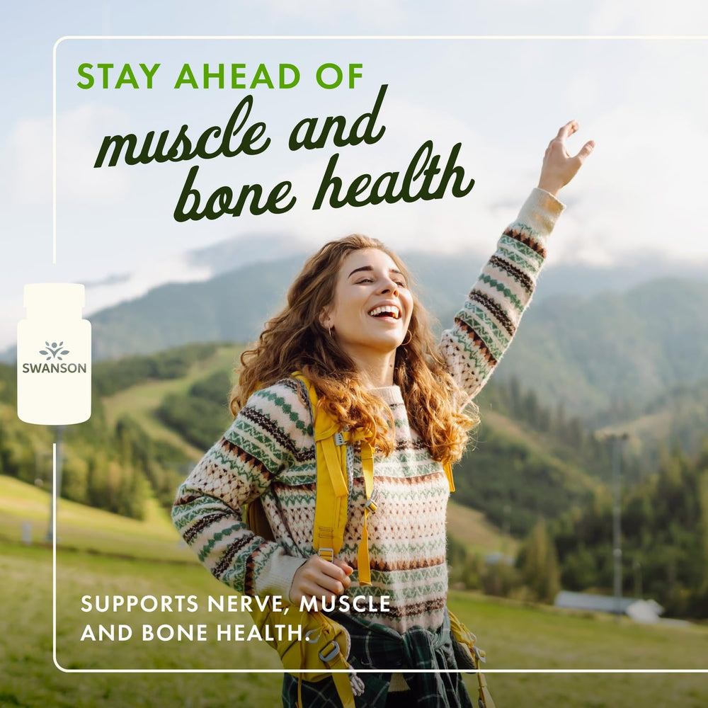 Close up of Swanson Magnesium capsules for daily wellness