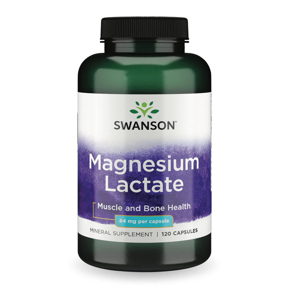 Swanson Magnesium Lactate bottle with capsules for daily mineral support