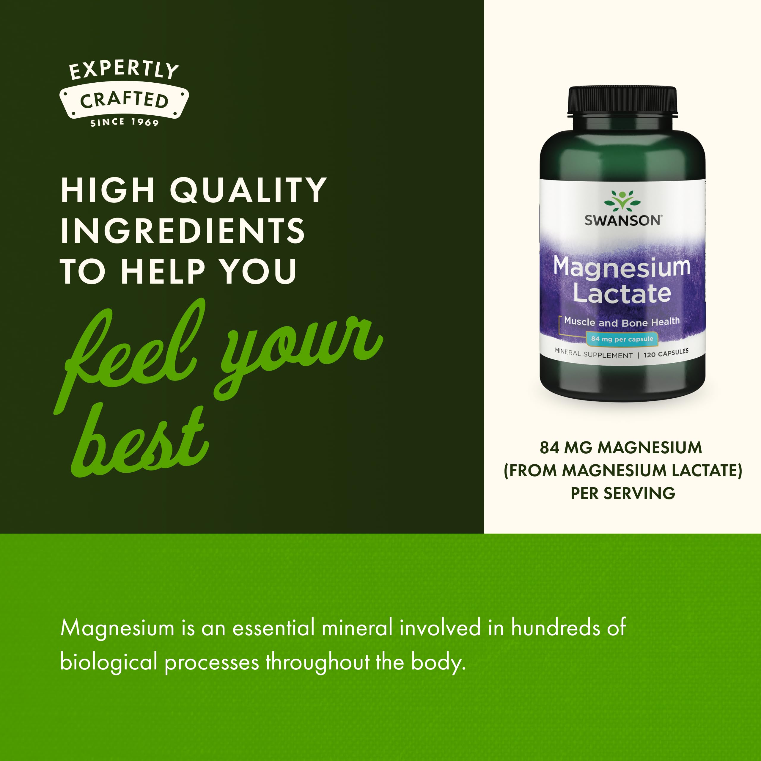 Swanson Magnesium Lactate pouring capsules illustrating easy daily use