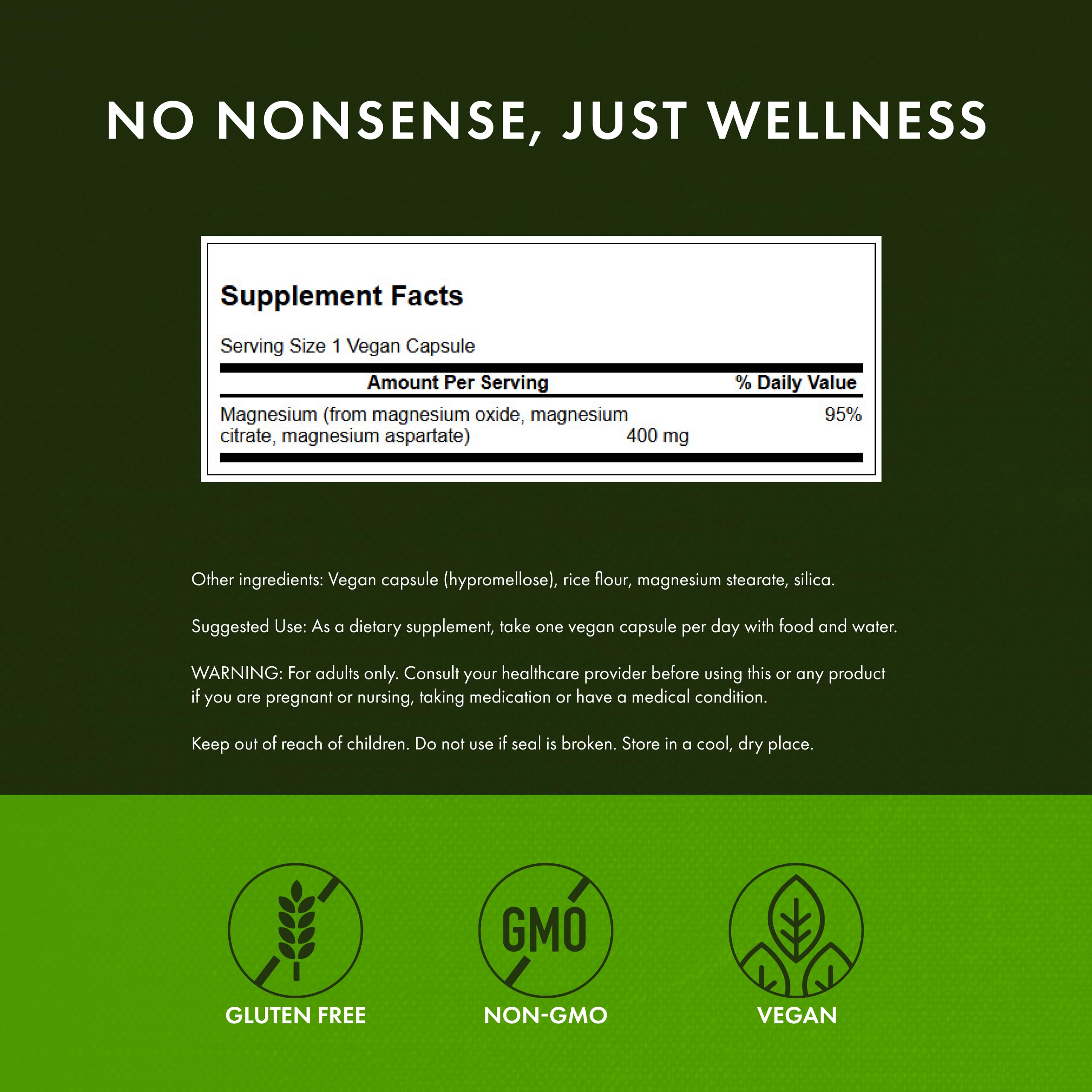 Swanson magnesium blend label showing oxide, citrate, and aspartate for bioavailability.