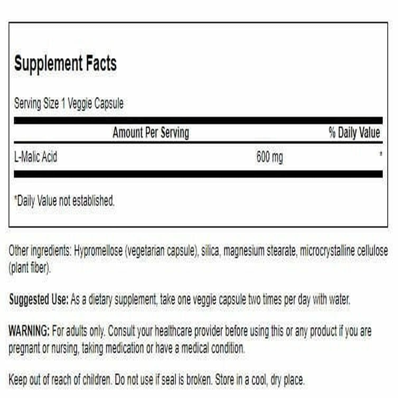 Swanson Malic Acid capsules arranged for convenient daily supplementation