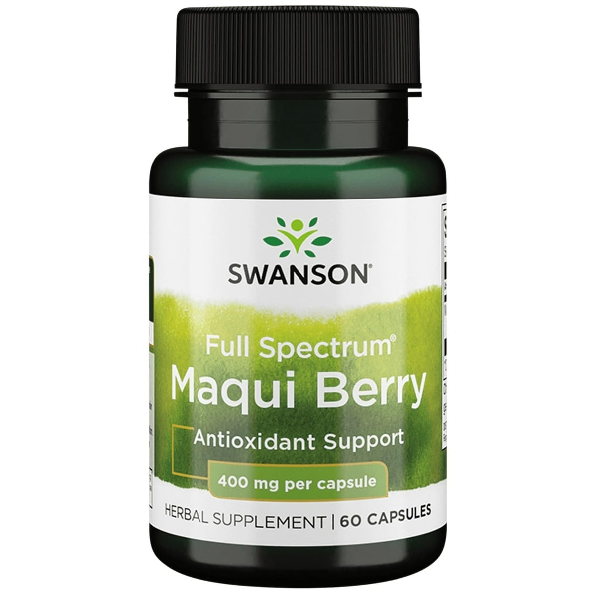 Swanson Maqui Berry bottle highlighting full-spectrum formula for daily antioxidant support