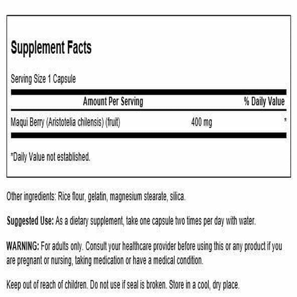 Swanson Maqui Berry capsules close-up for convenient daily supplementation