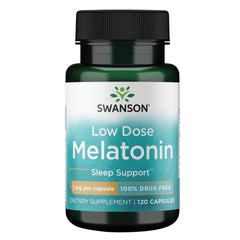 Swanson Melatonin 1mg bottle close-up for easy bedtime routine