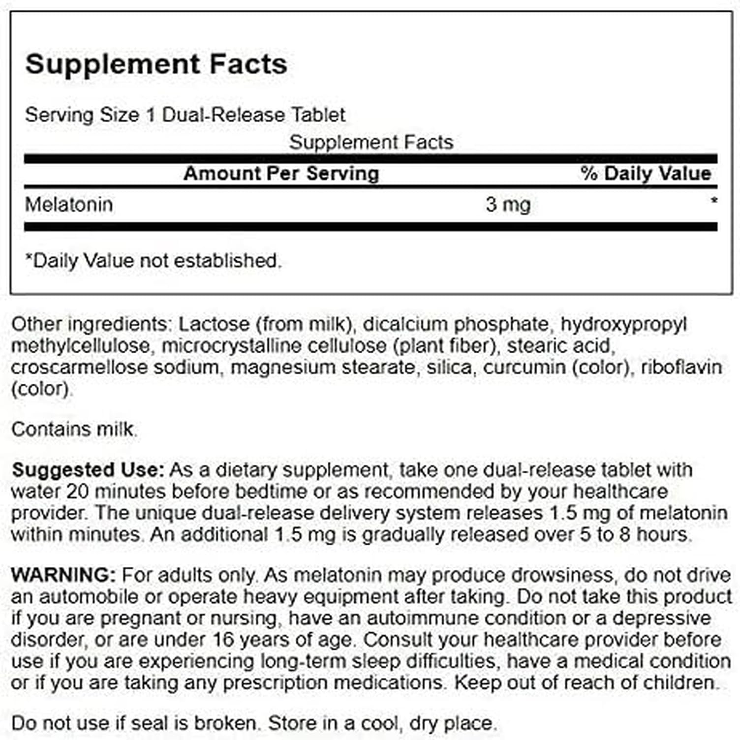 Swanson Melatonin bottle label highlighting a full-spectrum plant-based formula