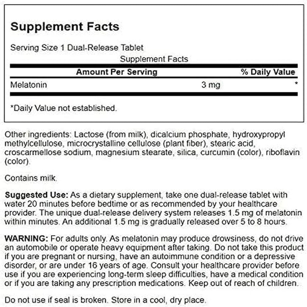Swanson Melatonin bottle label highlighting a full-spectrum plant-based formula