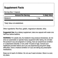 Swanson Melatonin capsules close-up showing plant-based sleep support