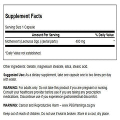 Swanson Motherwort capsules close-up highlighting daily endocrine support.