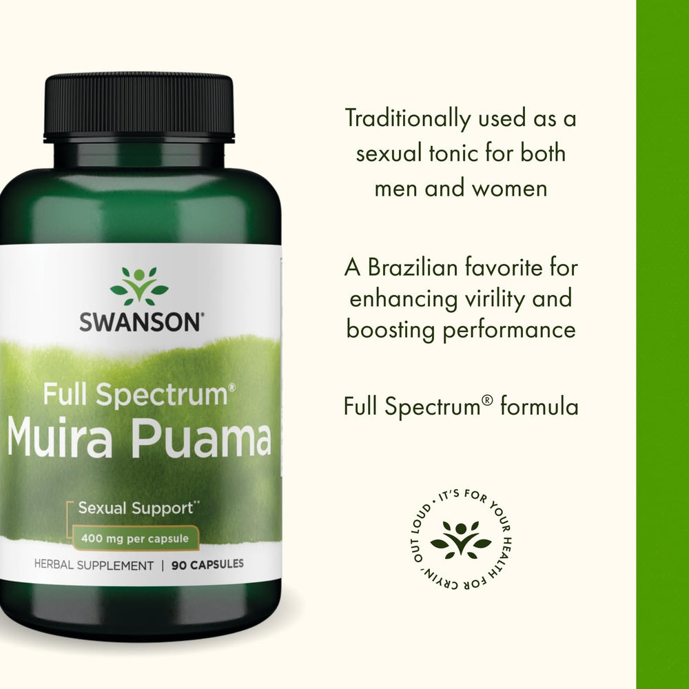 Pouring Swanson Muira Puama Root capsules into a hand for daily routine.