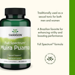 Pouring Swanson Muira Puama Root capsules into a hand for daily routine.