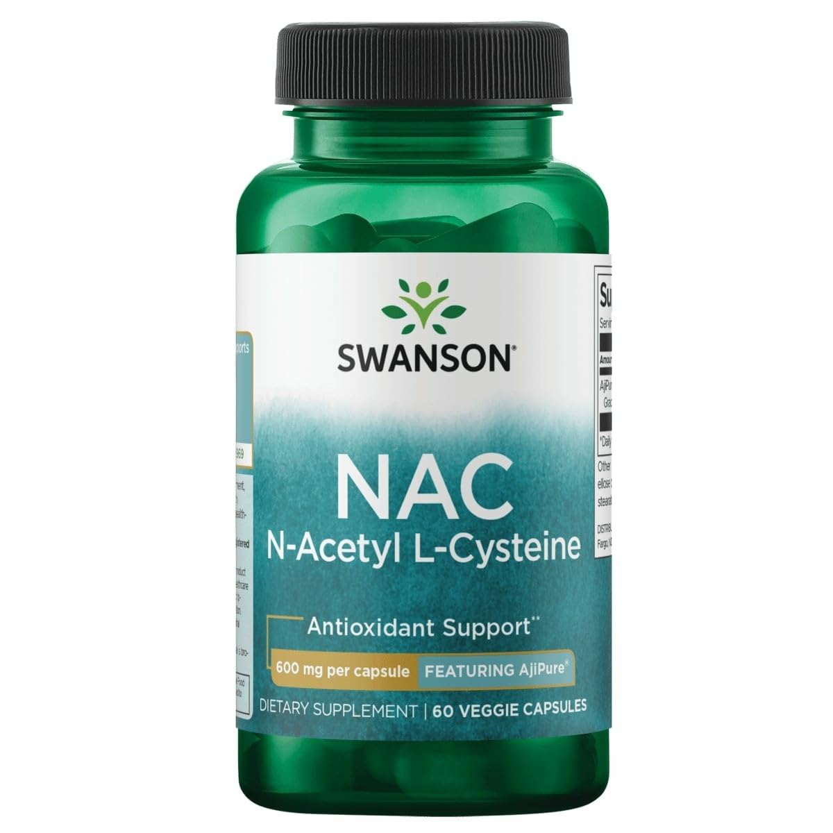 Swanson NAC bottle 600 mg on a clean label, easy daily use