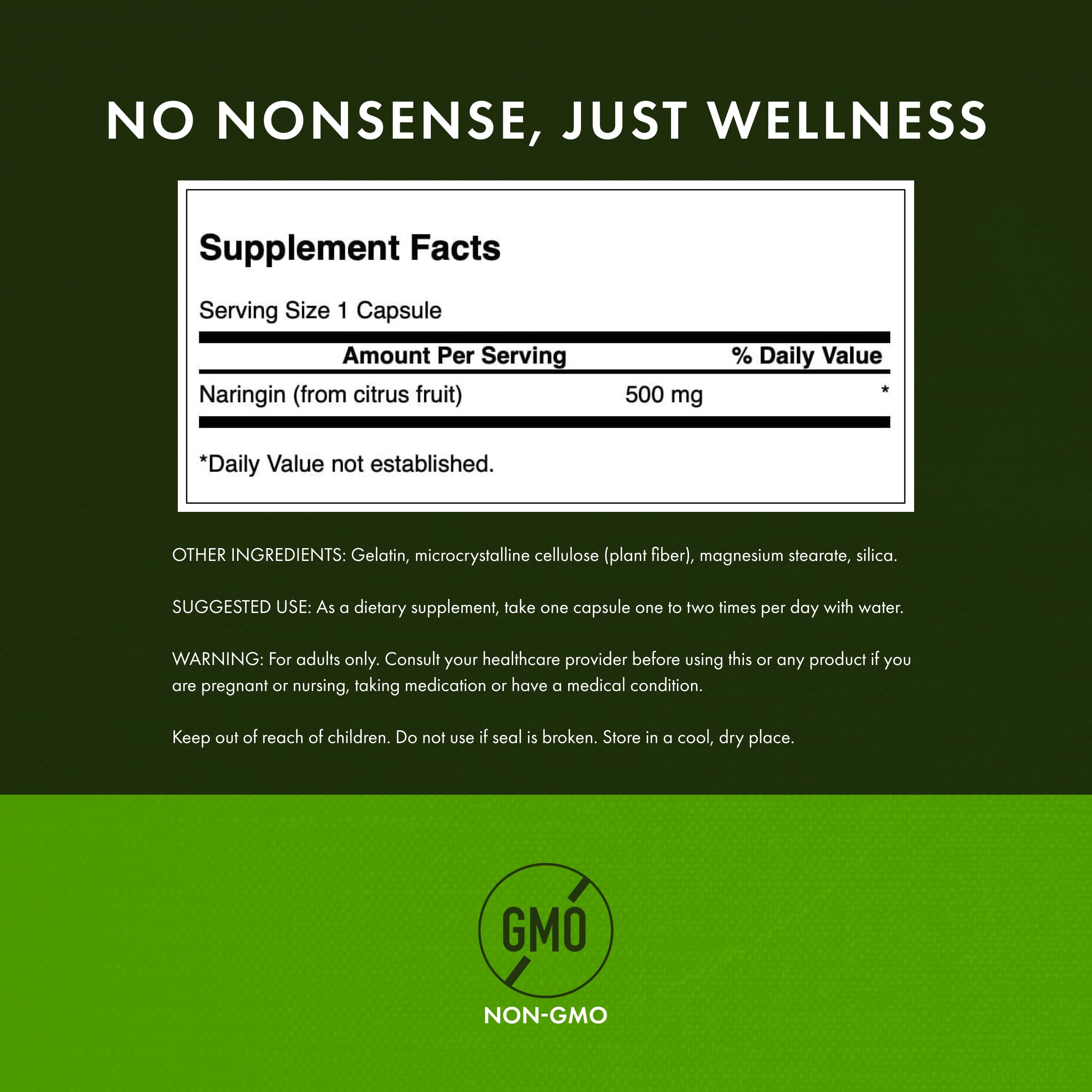 Swanson Naringin capsules close-up with citrus bioflavonoid in focus